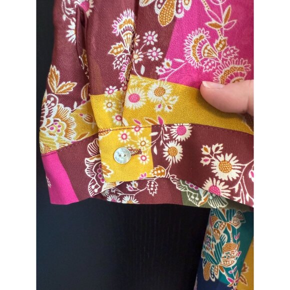 Rose + Olive Women's Button Up Collared Dressy Floral Blouse 2X Boho 3/4 Sleeves - Picture 7 of 11